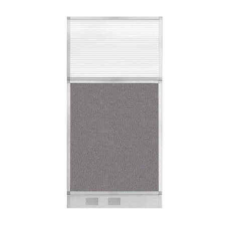 Versare Hush Panel Configurable Cubicle Partition 3' x 6' Slate Fabric Clear Fluted Window w/ Cable Channel 1856319-1